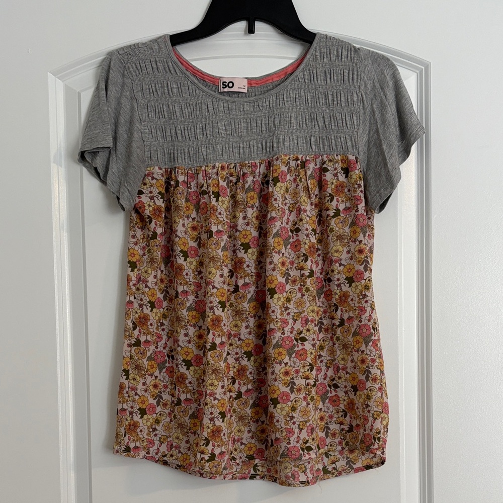 SO Gray and Floral Women's Blouse